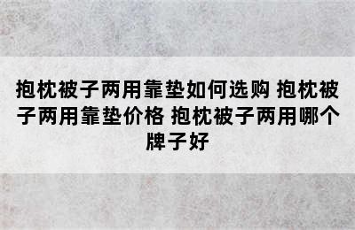 抱枕被子两用靠垫如何选购 抱枕被子两用靠垫价格 抱枕被子两用哪个牌子好